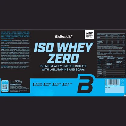 BioTechUSA - Iso Whey ZERO proteine in polvere isolate siero del latte etichetta - Punto Fitness Potenza integratori