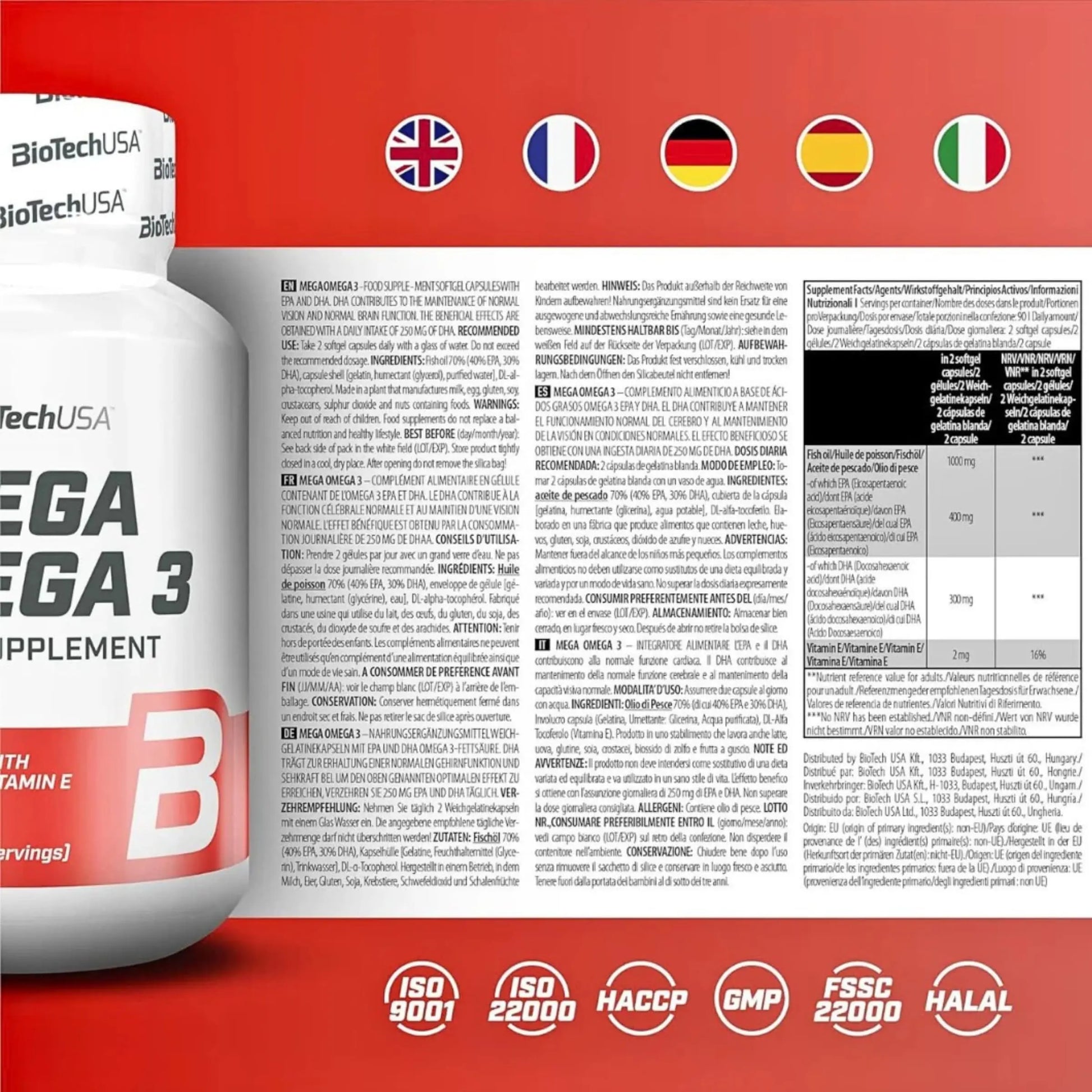 Biotech Mega Omega 3 omega3 in 180 capsule softgel - Punto Fitness Potenza