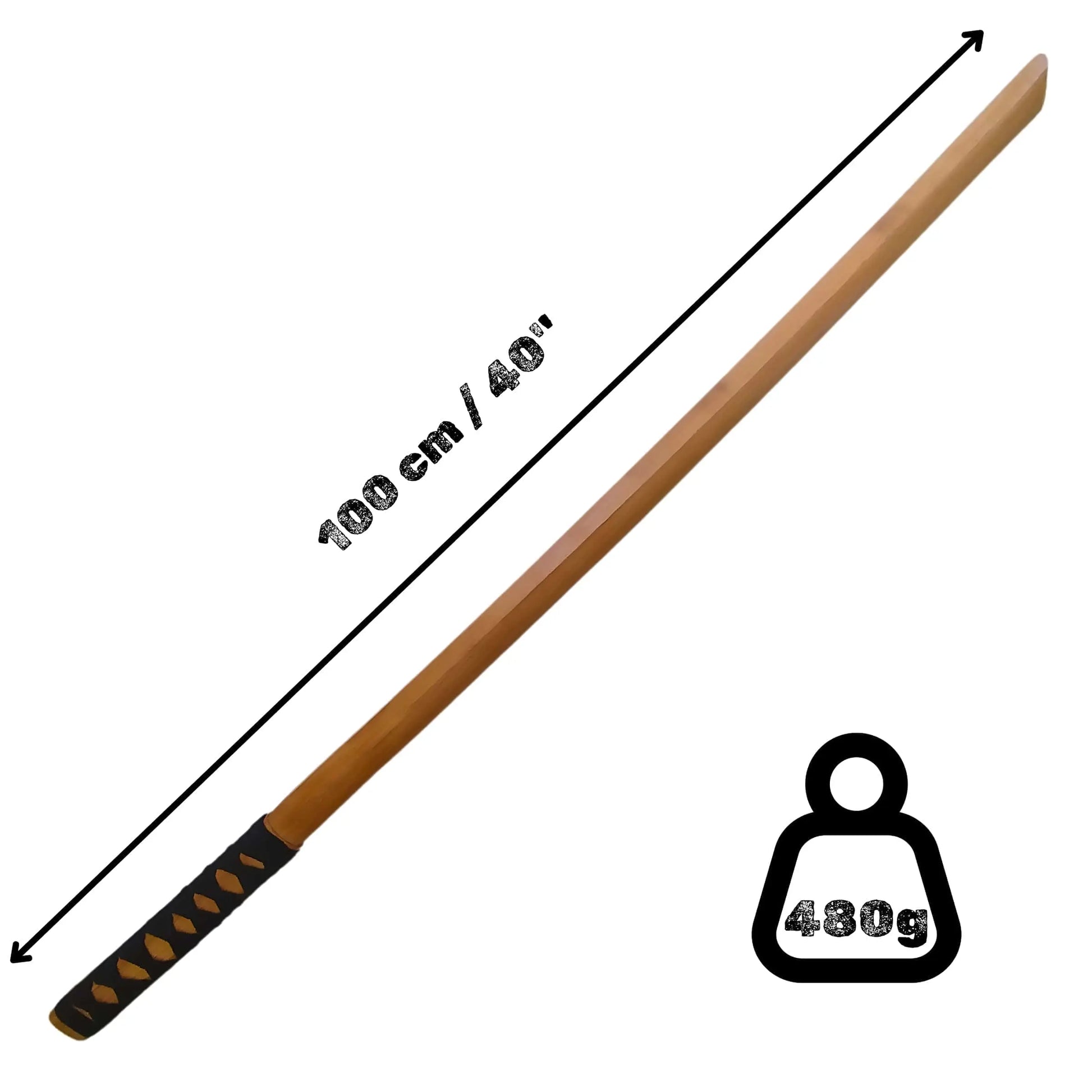 Bokken in legno faggio con Tsuka Suburito Bokuto - Allenamento per Aikido, Iaido, Kobudo, Kendo, Kenjutsu Katori Shinto ryu Misure - Punto Fitness Potenza