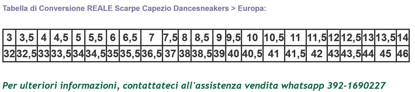 Capezio - Sneaker DS01 scarpe da ballo danza moderna in Pelle tabella misure - Punto Fitness | Danza