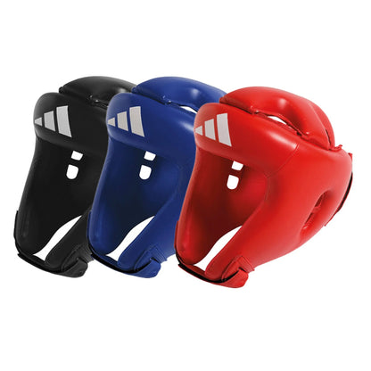Casco Boxe Adidas Rookie omologato WAKO Kickboxing Muay Thai nero rosso blu - Punto Fitness Potenza