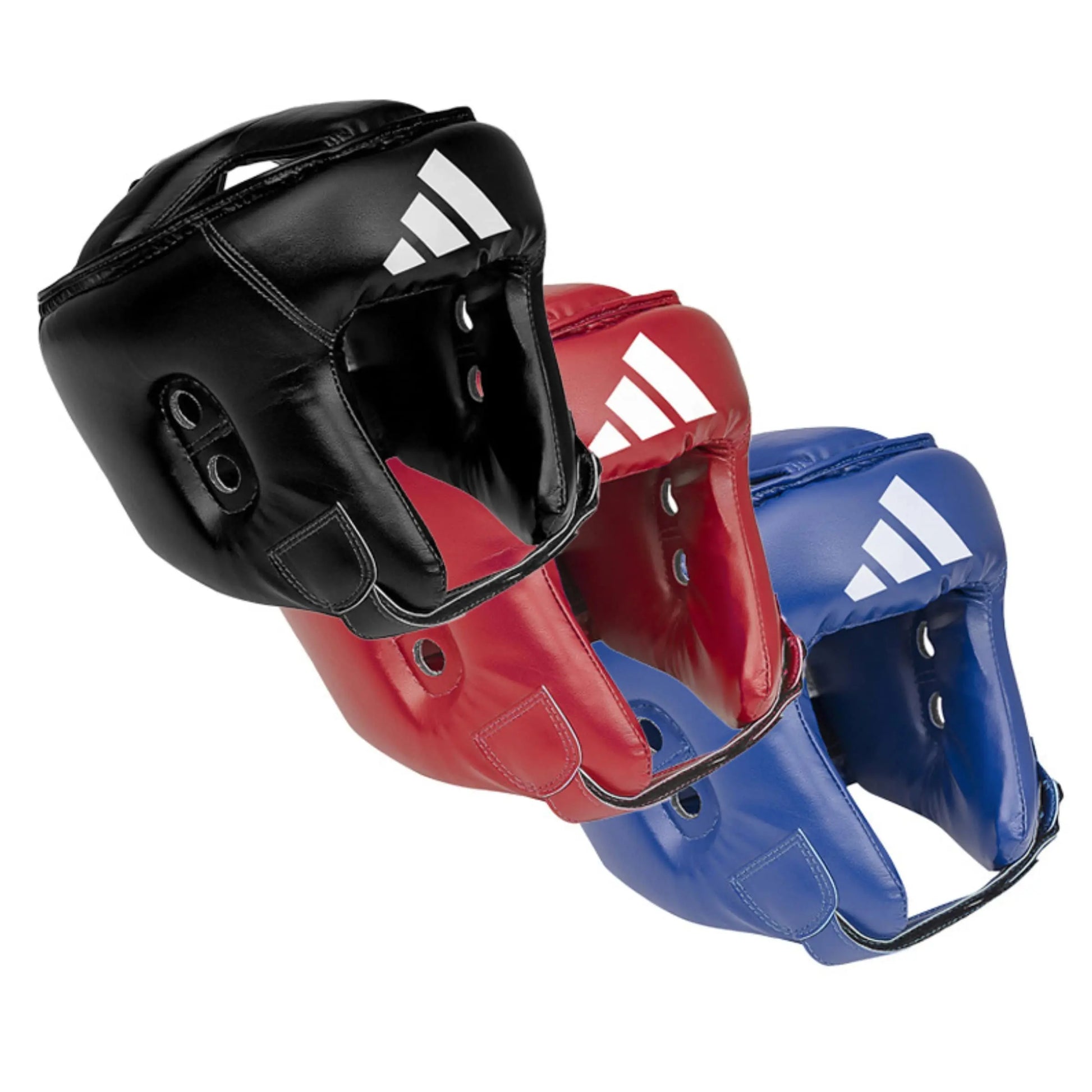 Casco Boxe Adidas Rookie omologato WAKO Kickboxing Muay Thai nero rosso blu - Punto Fitness Potenza