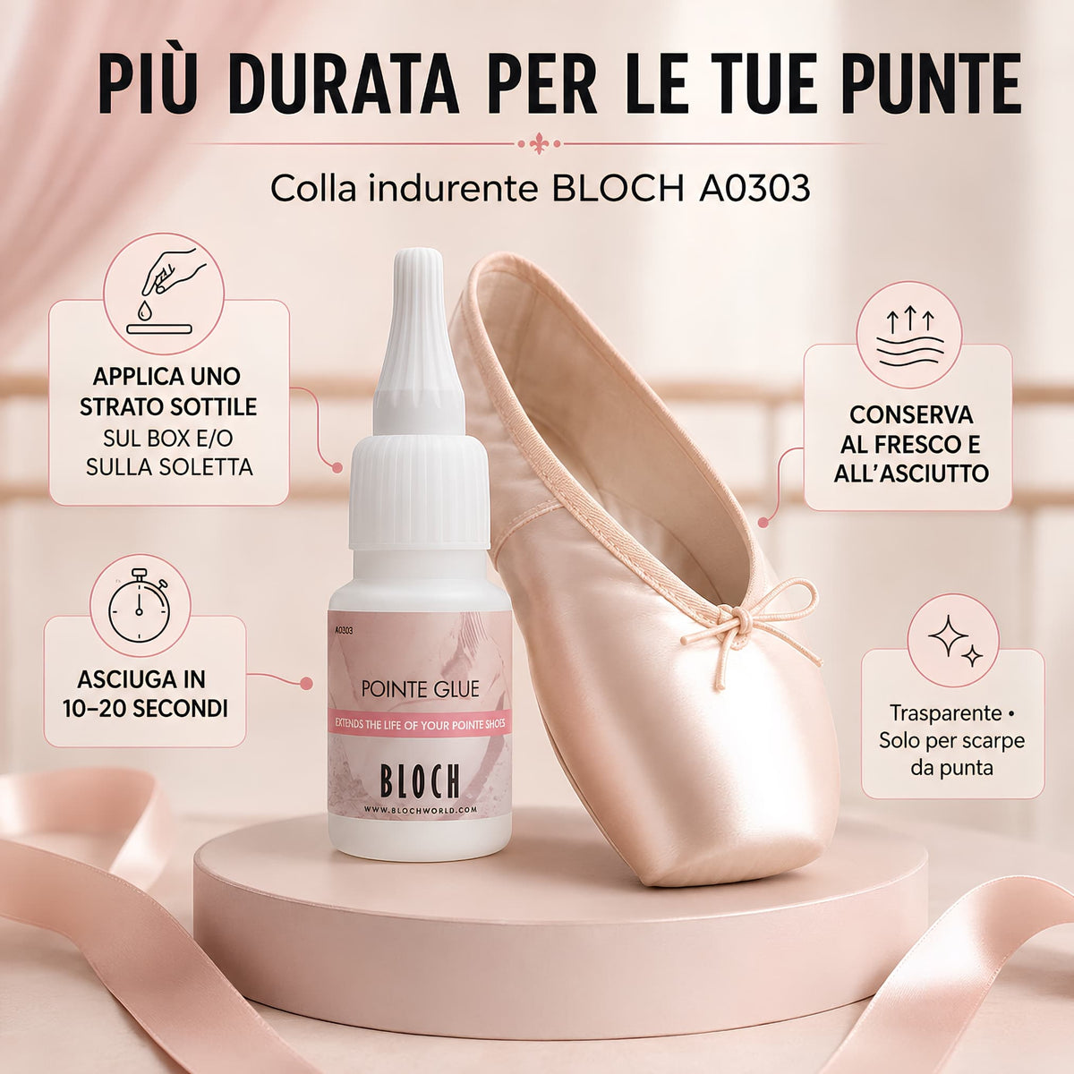 Bloch A0303 - Colla indurente per scarpe da Punta massima durata punte Danza caratteristiche | Punto Fitness Potenza