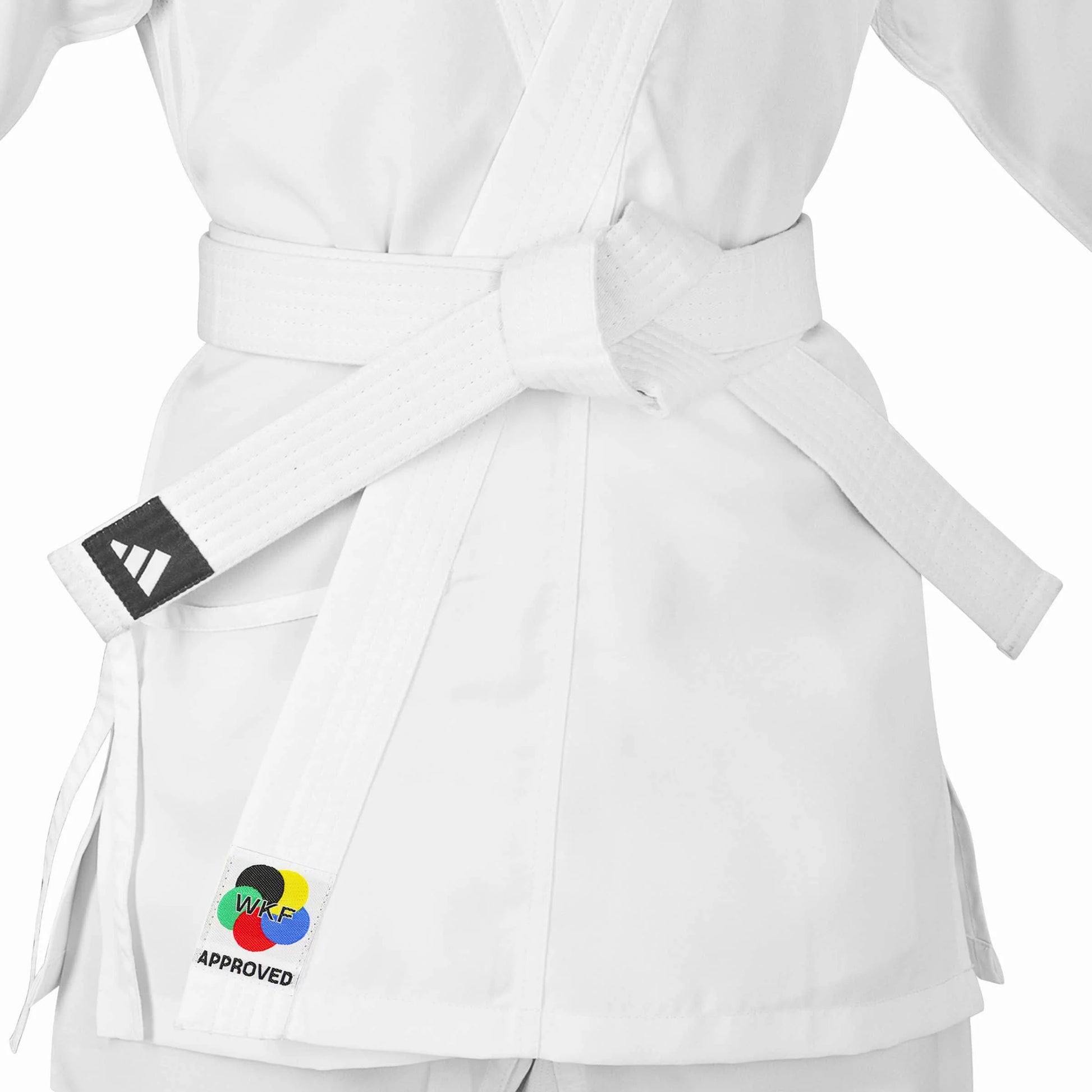 Divisa Karate Gi Adidas K150 WKF Uniforme Kumite allenamento Kimono dettaglio - Punto Fitness Potenza Arti Marziali