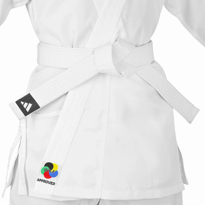 Divisa Karate Gi Adidas K150 WKF Uniforme Kumite allenamento Kimono dettaglio - Punto Fitness Potenza Arti Marziali