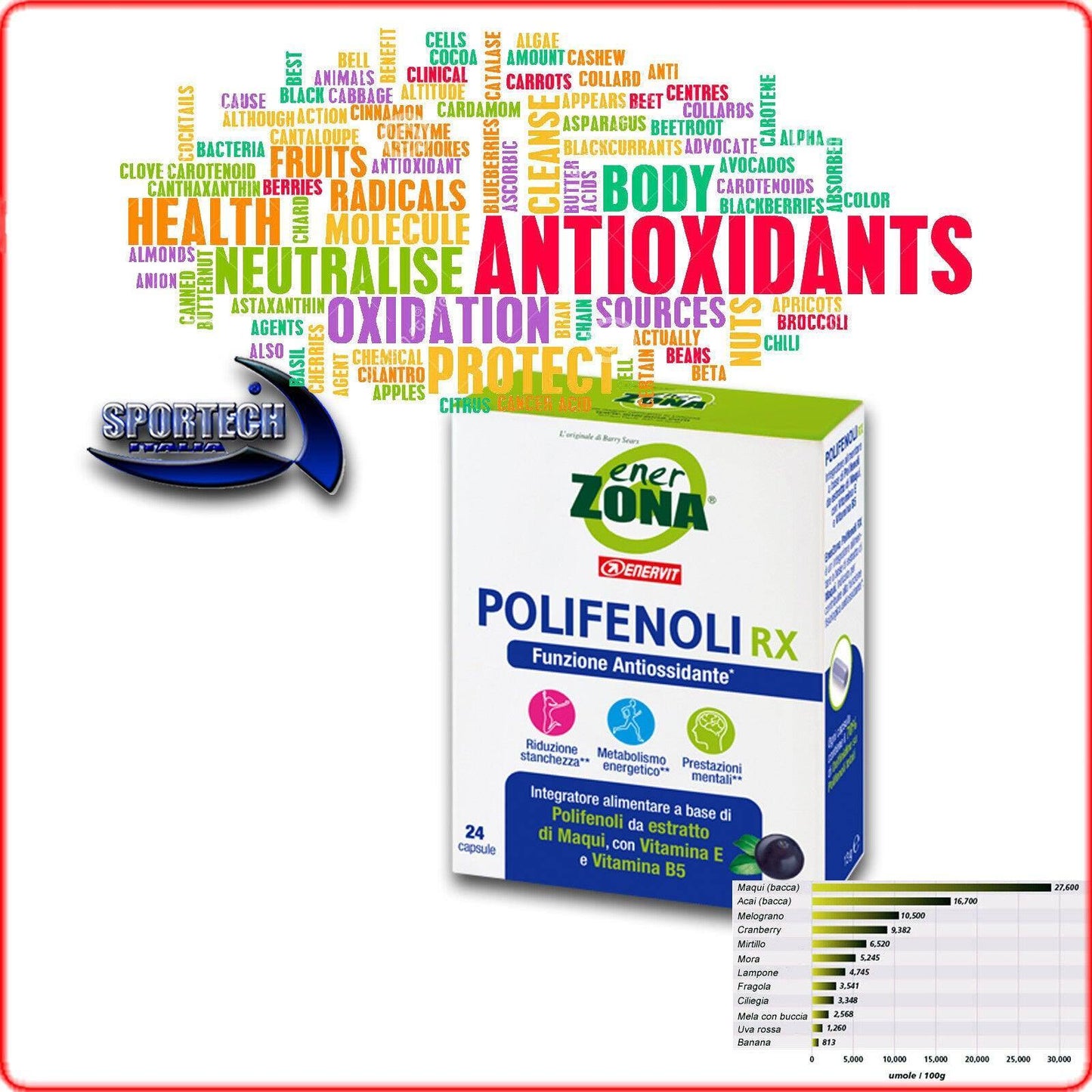 Enervit - enerZONA POLIFENOLI RX ANTIOSSIDANTE Ener Zona MAQUI 24 capsule - Punto Fitness