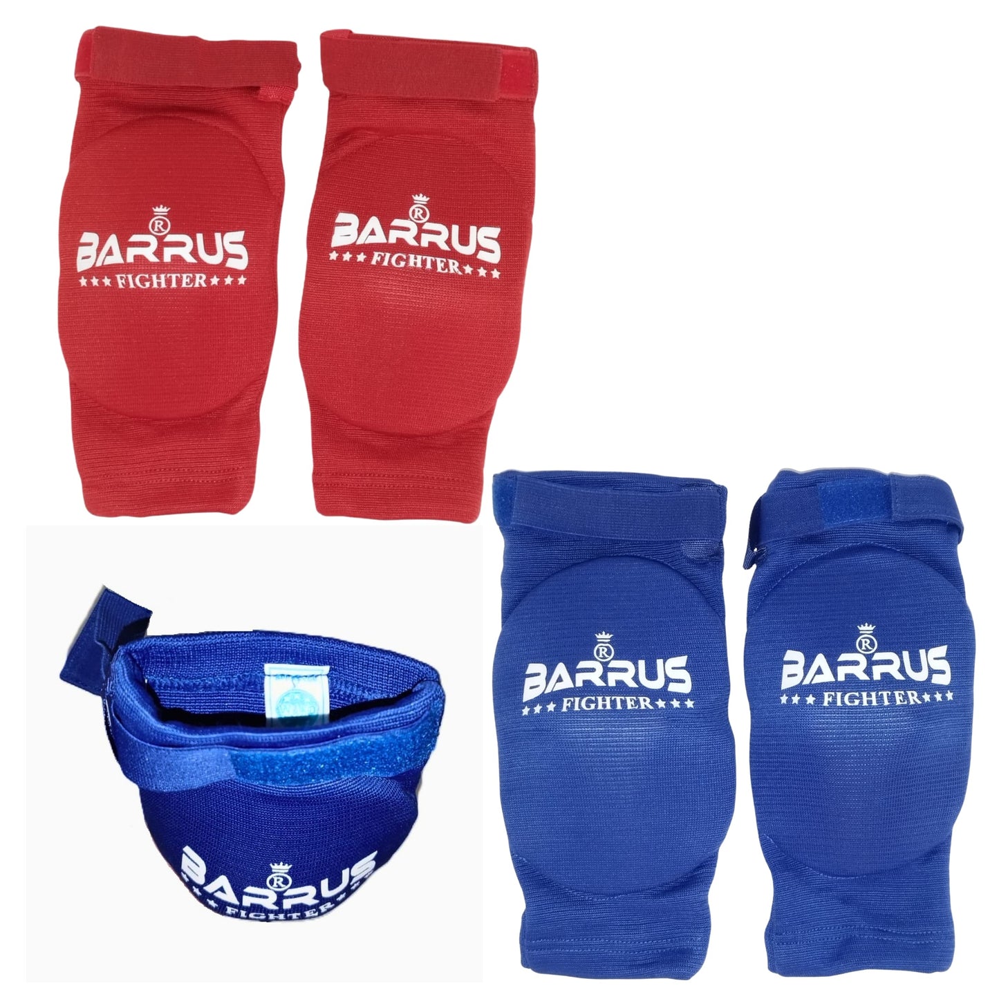 Barrus Gomitiere imbottite omologate WAKO protezione paragomiti Kickboxing MMA Muay Thai colori blu o rosso - Punto Fitness Potenza Arti Marziali