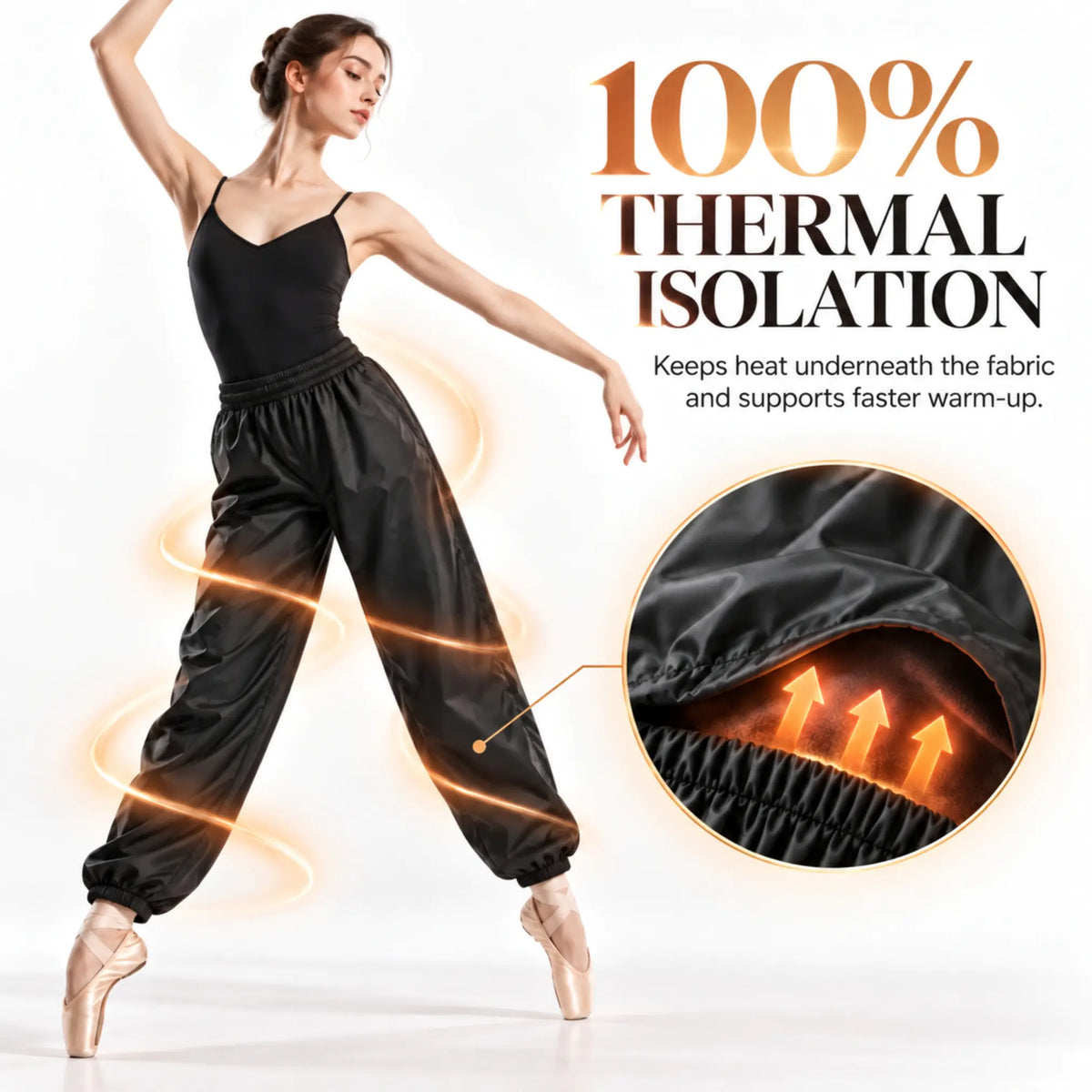 Grishko BLISS-1 0405 - Pantaloni riscaldamento Danza Effetto Sauna, ballerina che mostra effetto termo isolante | Punto Fitness Potenza