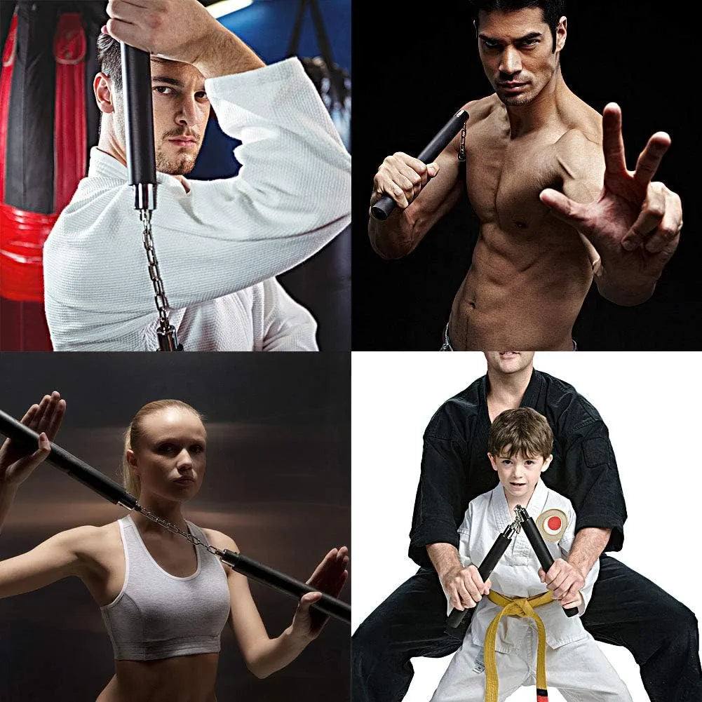 Sportech Italia - Nunchaku gomma Allenamento Arti Marziali Kung Fu Wushu Karate Kobudo nunciaco professionali con catena lifestyle - Punto Fitness Potenza