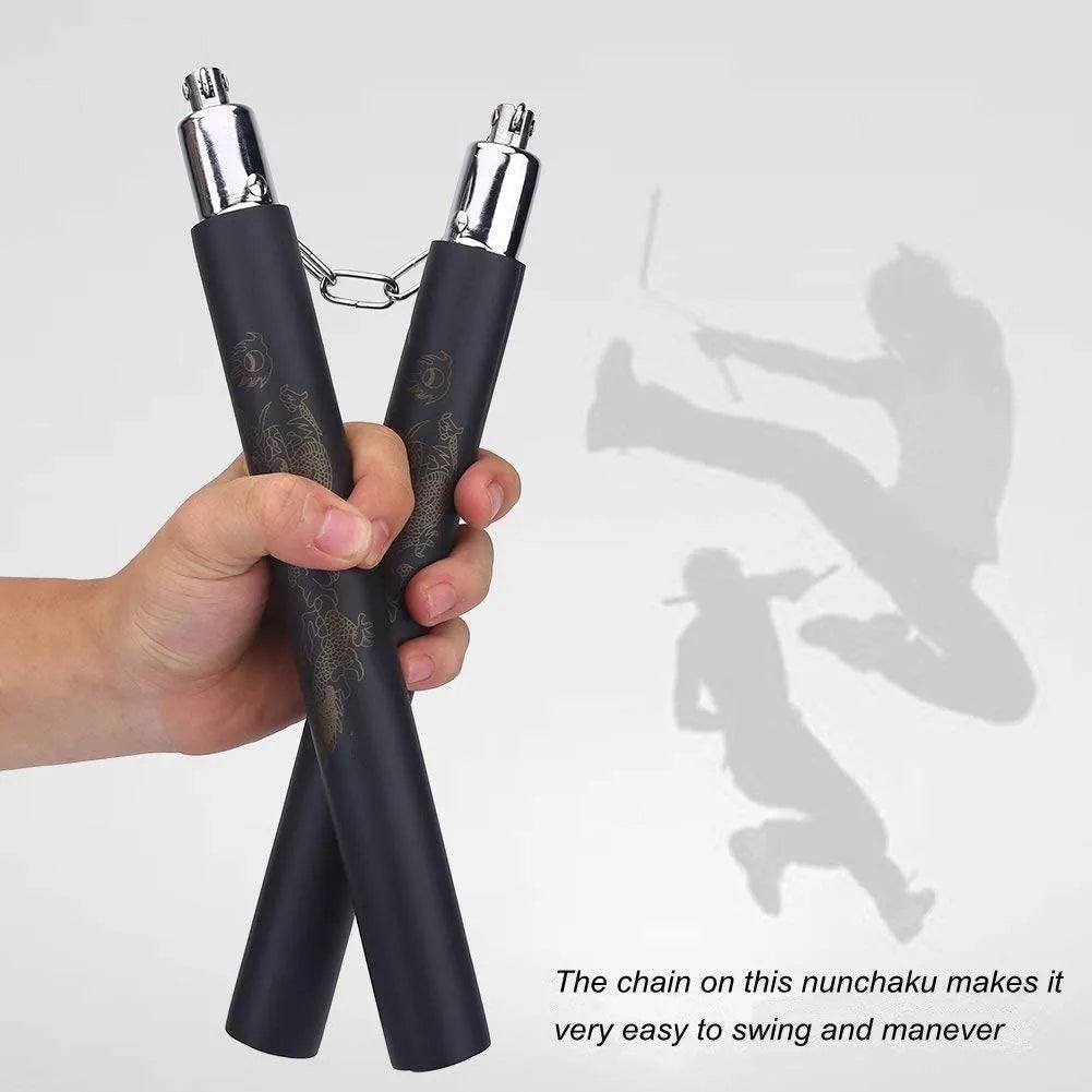 Sportech Italia - Nunchaku gomma Allenamento Arti Marziali Kung Fu Wushu Karate Kobudo nunciaco professionali con catena - Punto Fitness Potenza