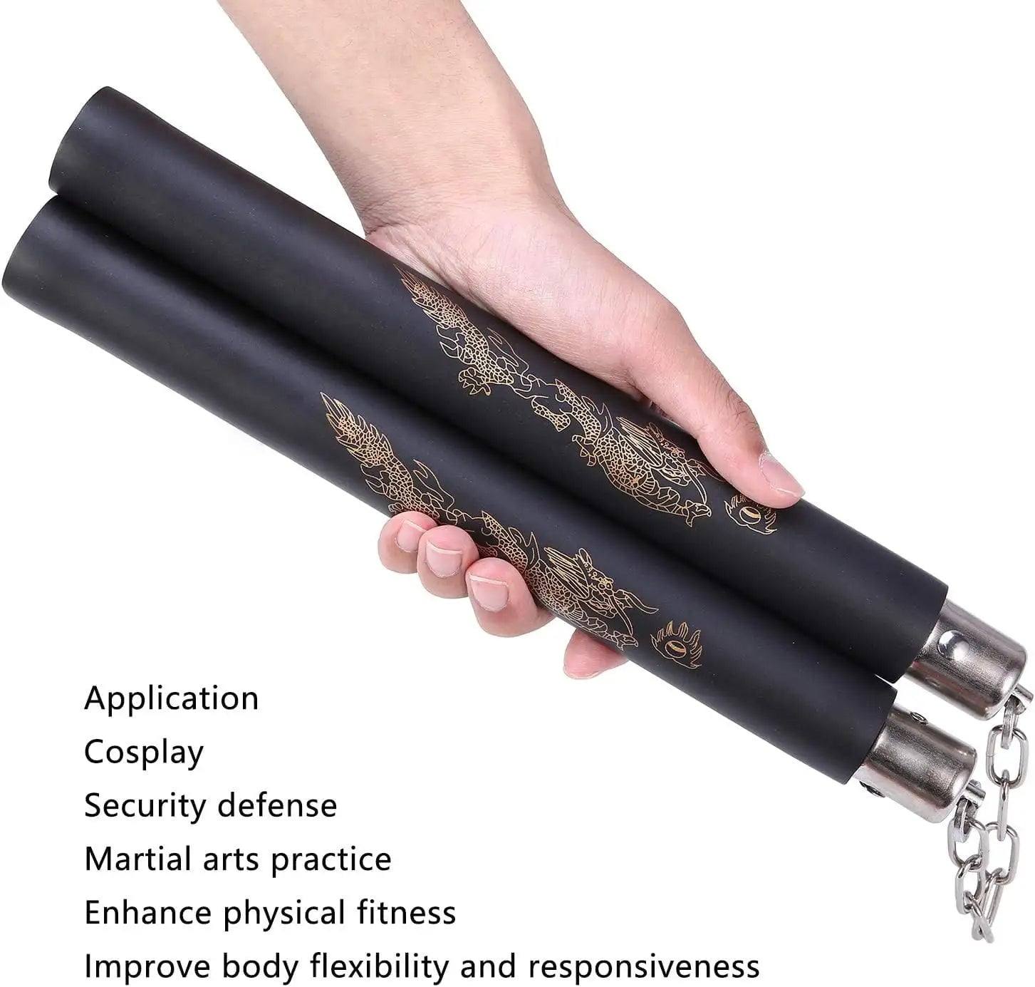 Sportech Italia - Nunchaku gomma Allenamento Arti Marziali Kung Fu Wushu Karate Kobudo nunciaco professionali con catena - Punto Fitness Potenza