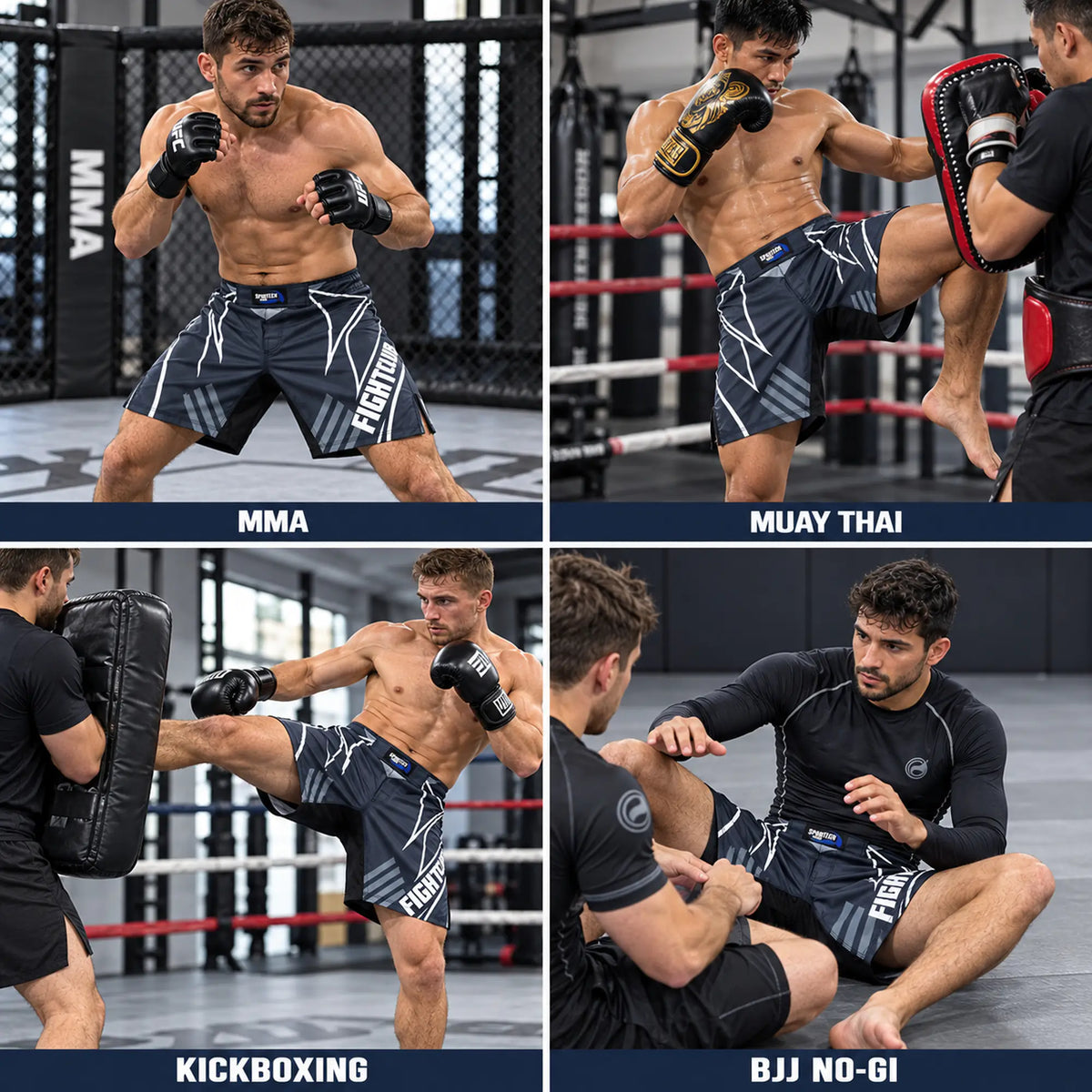 Sportech Italia ST152 - Pantaloncini MMA combattimento UFC shorts Arti Marziali Boxe Kickboxing Muay Thai BJJ diverse discipline | Punto Fitness Potenza