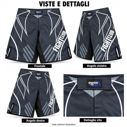Sportech Italia ST152 - Pantaloncini MMA combattimento UFC shorts Arti Marziali Boxe Kickboxing Muay Thai BJJ viste laterali | Punto Fitness Potenza