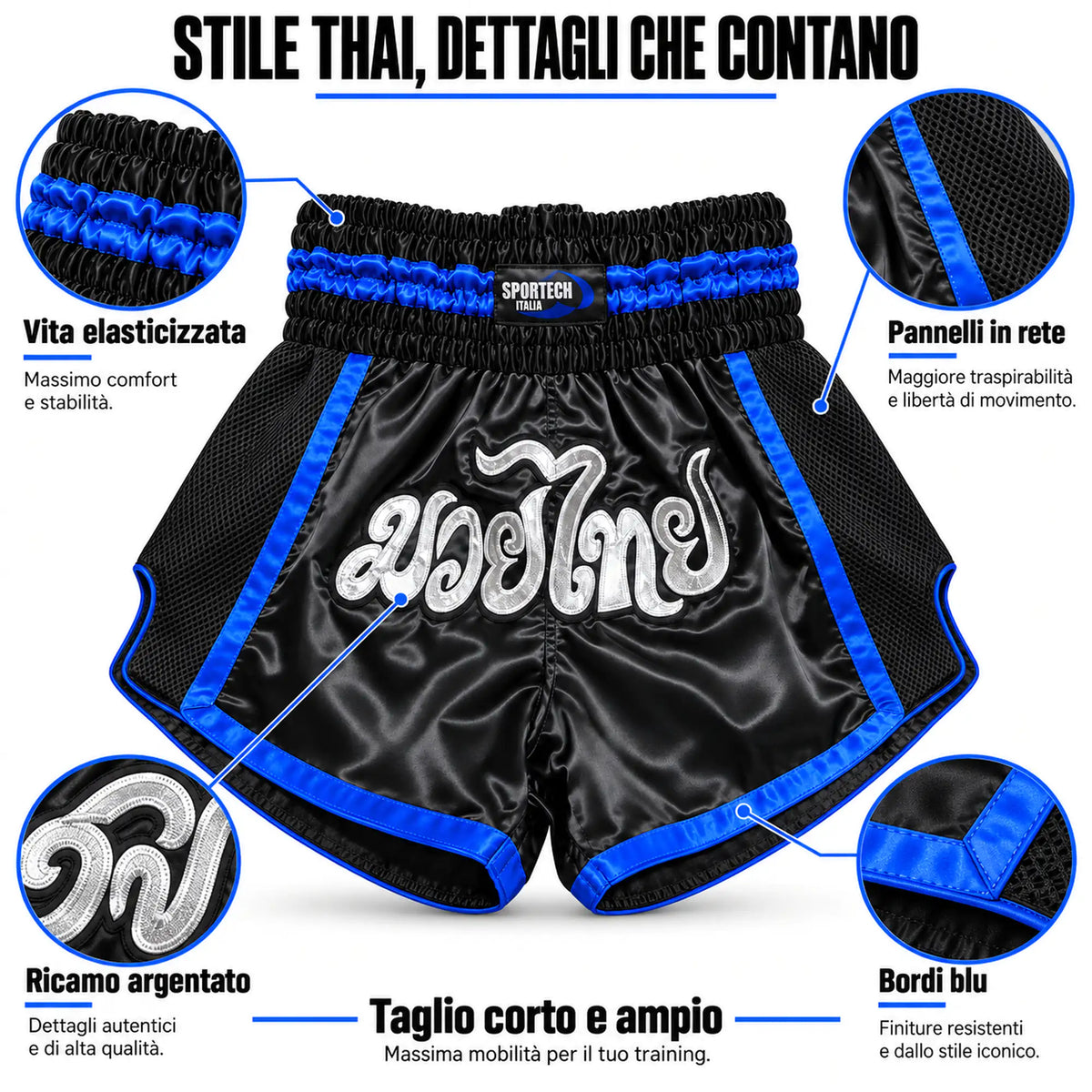 Muay-Thai-Shorts für Kickbox-, Grappling- und MMA-Training