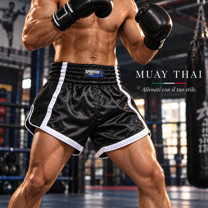 Pantaloncini Muay Thai shorts allenamento Kickboxing MMA lifestyle - Sportech Italia ST150 | Punto Fitness Arti Marziali