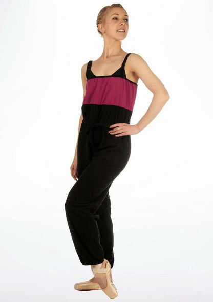 Sansha GABY unitard E04F tuta warmup salopette per Ballerine Danza Classica nero bordeaux - Punto Fitness