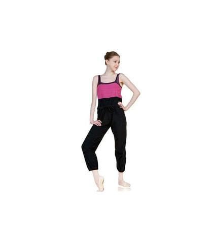 Sansha GABY unitard E04F tuta warmup salopette per Ballerine Danza Classica nero fuxia - Punto Fitness