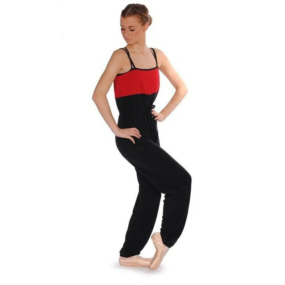 Sansha GABY unitard E04F tuta warmup salopette per Ballerine Danza Classica nero rosso - Punto Fitness