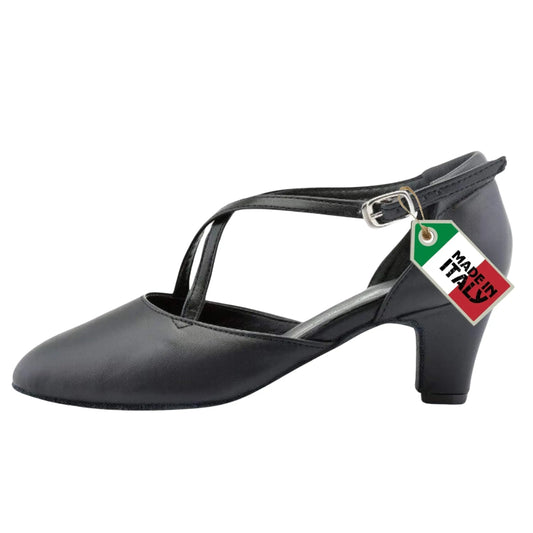 TuttoDanza - Scarpe da Ballo donna chiuse incrociato Cuccarini Vera Pelle da sala Danza Liscio Studio Made in Italy - Punto Fitness Potenza