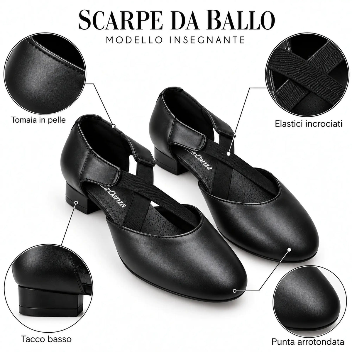 TuttoDanza - Scarpe da Ballo Donna in Vera Pelle per Balli di gruppo Carattere Social Dance caratteristiche scarpa | Punto Fitness Potenza