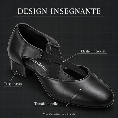 TuttoDanza - Scarpe da Ballo Donna in Vera Pelle per Balli di gruppo Carattere Social Dance design scarpa | Punto Fitness Potenza