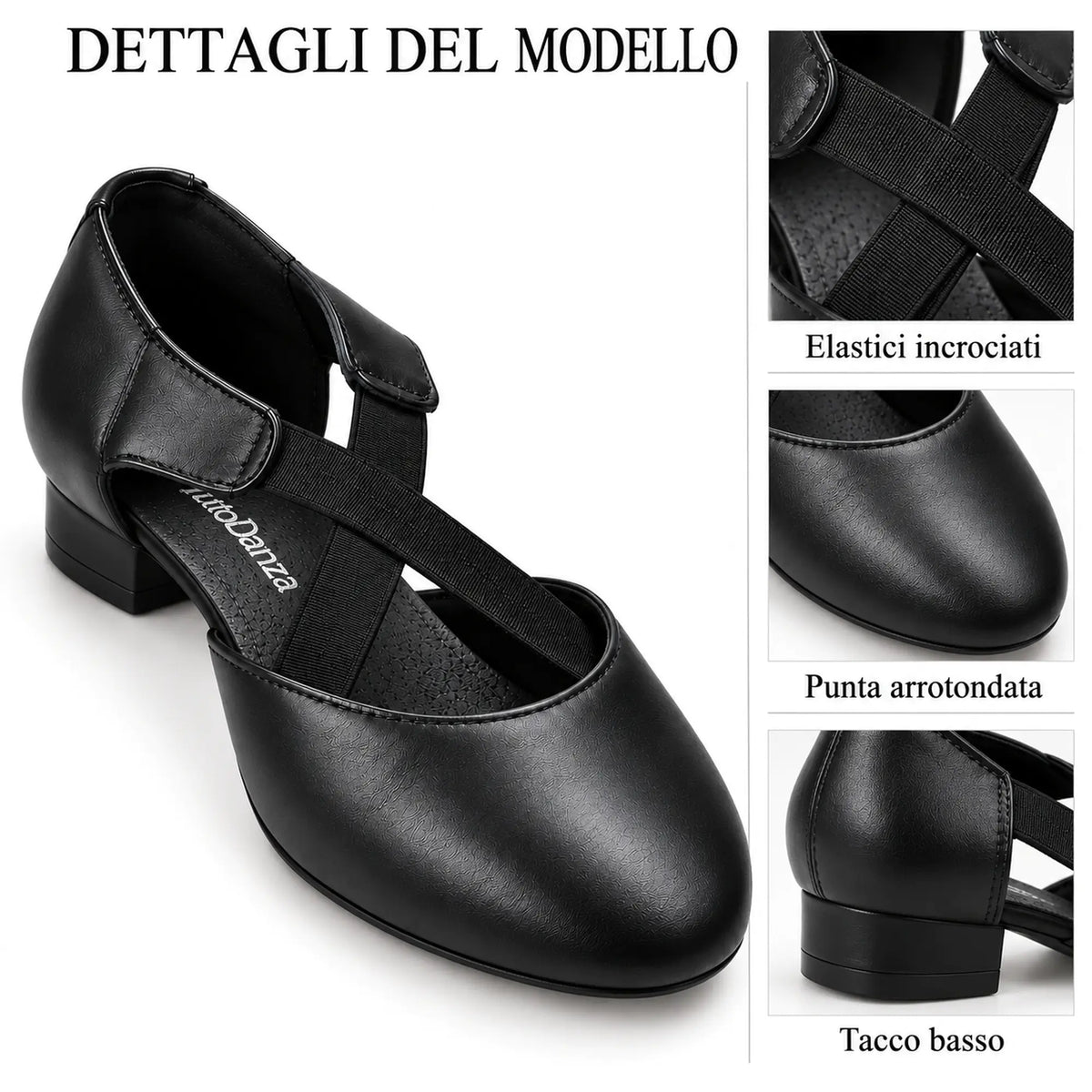 TuttoDanza - Scarpe da Ballo Donna in Vera Pelle per Balli di gruppo Carattere Social Dance dettagli scarpa | Punto Fitness Potenza