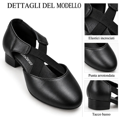 TuttoDanza - Scarpe da Ballo Donna in Vera Pelle per Balli di gruppo Carattere Social Dance dettagli scarpa | Punto Fitness Potenza