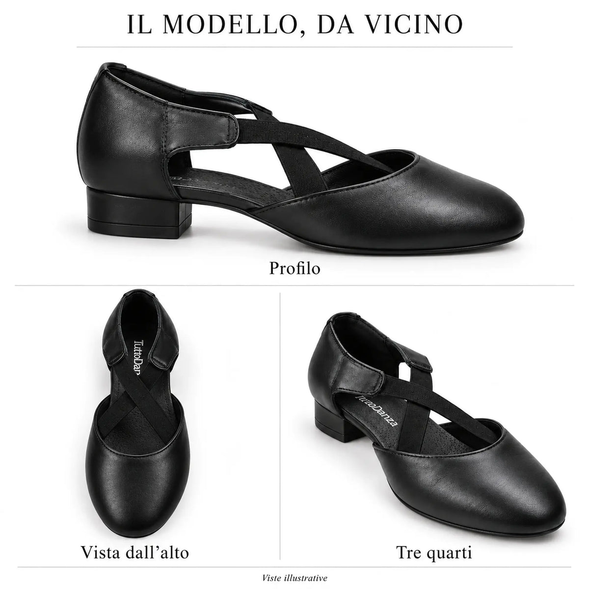 TuttoDanza - Scarpe da Ballo Donna in Vera Pelle per Balli di gruppo Carattere Social Dance visioni laterali scarpa | Punto Fitness Potenza