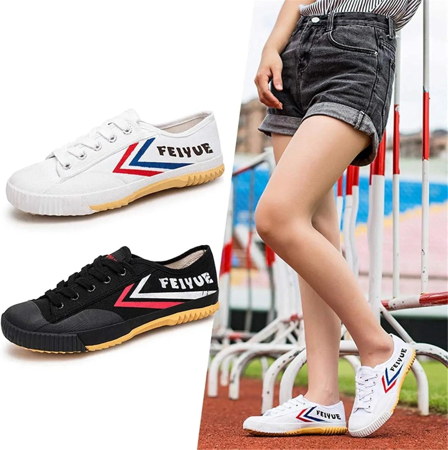 Scarpe Feiyue allenamento Arti Marziali KungFu Wushu Shaolin Bianche e Nere - Punto Fitness Potenza