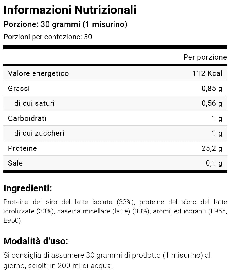 Self Omninutrition - 3 Phase Protein blend proteine in polvere tabella nutrizionale - Punto Fitness Potenza