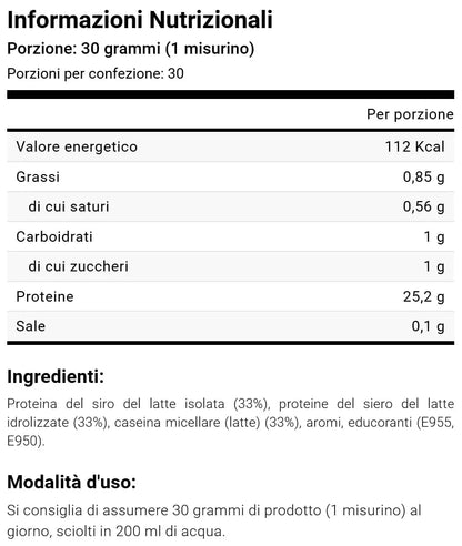 Self Omninutrition - 3 Phase Protein blend proteine in polvere tabella nutrizionale - Punto Fitness Potenza