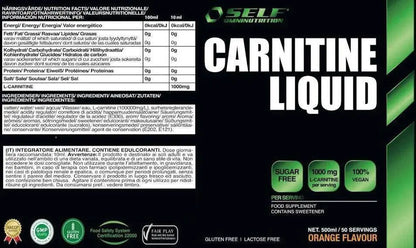 Self Omninutrition - Carnitine Liquid L-Carnitina liquida acceleratore metabolismo Informazioni nutrizionali - Punto Fitness