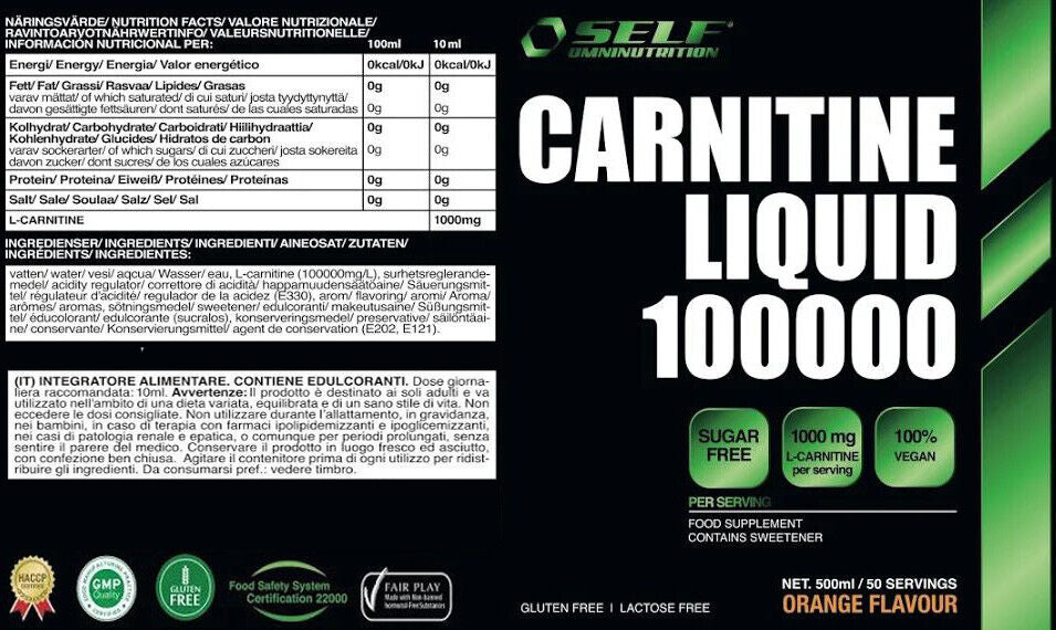 Self Carnitine Liquid 100000 liquid carnitine 500ml metabolism accelerator