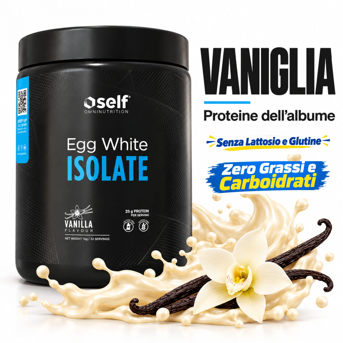Self Omninutrition Egg White Isolate - Proteine dell'allbume dell'uovo in polvere, info gusto vaniglia | Punto Fitness Integratori