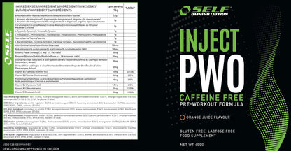 Self INJECT pre-workout 400/800g decreases fatigue, increases resistance and strength