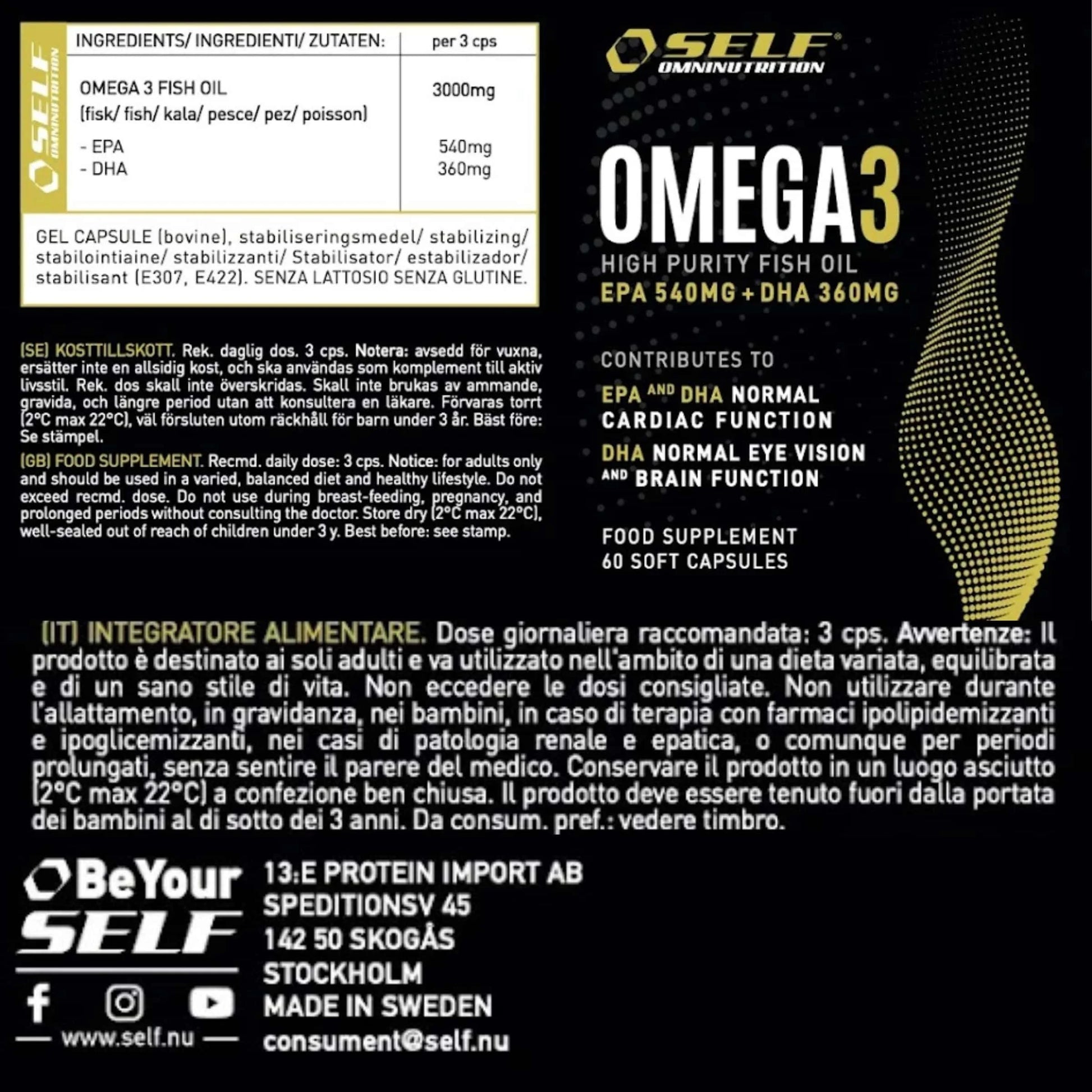 Self Omninutrition Omega3 Fish Oil in capsule softgel OMEGA-3 tabella nutrizionale - Punto Fitness Potenza Integratori