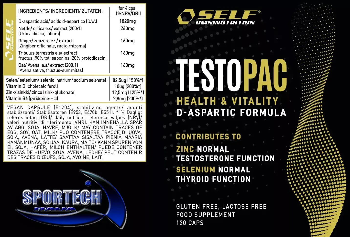 Self Omninutrition - Testo Pac aumento livello testo e libido DAA GH tabella nutrizionale- Punto Fitness Potenza