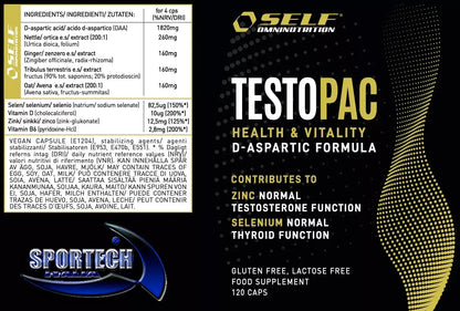 Self Omninutrition - Testo Pac aumento livello testo e libido DAA GH tabella nutrizionale- Punto Fitness Potenza