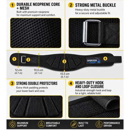 Sportech Italia - Cintura sollevamento pesi ergonomica Palestra Body Building pesistica Powerlifting Caratteristiche | Punto Fitness Potenza