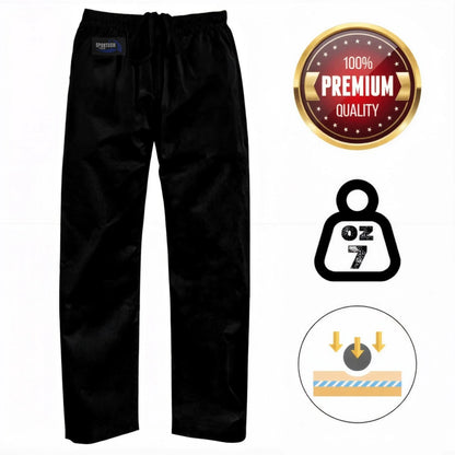 Pantaloni Arti Marziali Karate Kumite KungFu Wushu JuJitsu Judo Tai Chi Shaolin bianco caratteristiche - Punto Fitness Potenza