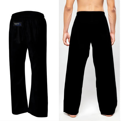 Pantaloni Arti Marziali Karate Kumite KungFu Wushu JuJitsu Judo Tai Chi Shaolin nero davanti e dietro - Punto Fitness Potenza