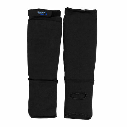 Paratibiapiede imbottito Sportech paratibia e parapiede imbottiti Arti Marziali Muay Thai Kickboxing Karate Colore Nero davanti e dietro - Punto Fitness Potenza