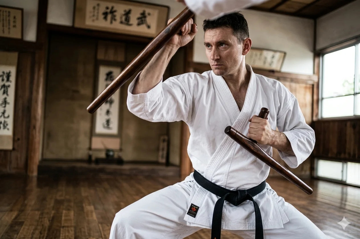 Coppia Tonfa in Legno per Allenamento Arti Marziali Karate Kobudo Okinawa lifestyle - Punto Fitness Potenza