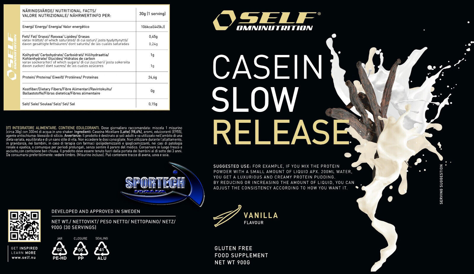 Self CASEIN SLOW RELEASE PROTEIN 900g proteine caseina a rilascio graduale - Punto Fitness