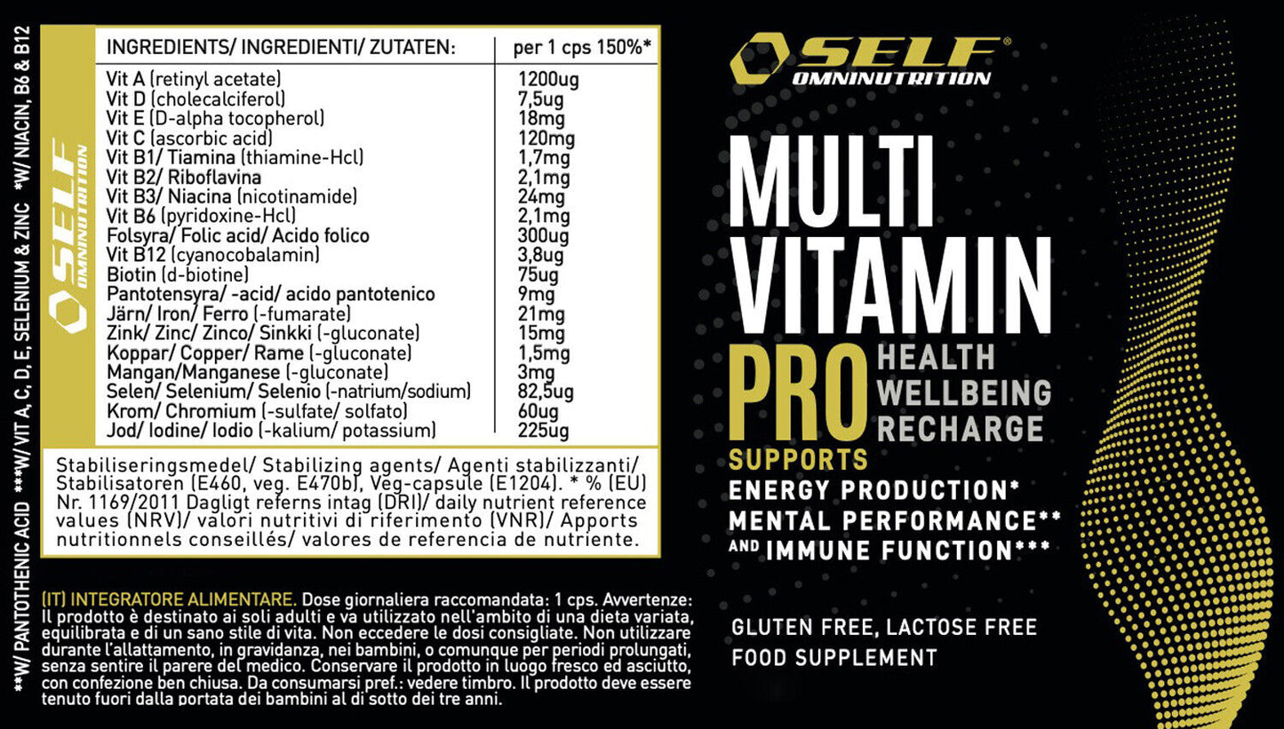Self Omninitrition - MULTIVITAMIN PRO integratore vitamine e minerali MULTI VITAMIN 60/120 caps - Punto Fitness
