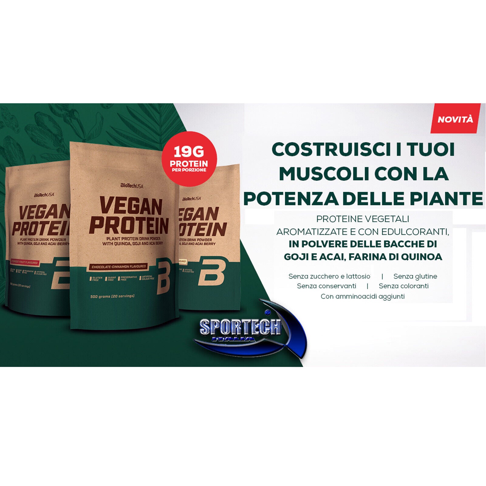 Biotech VEGAN PROTEIN proteine vegetali 500/1000g SENZA glutine e lattosio - Punto Fitness