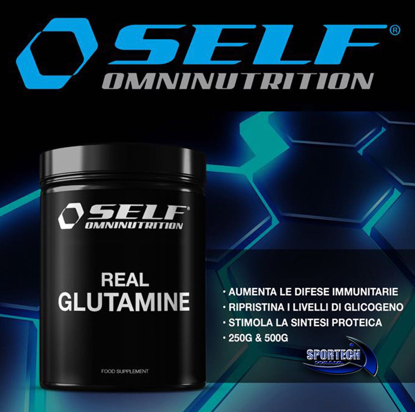 Self REAL GLUTAMINE glutammina in polvere 250/500g recupero e difese immunitarie - Punto Fitness