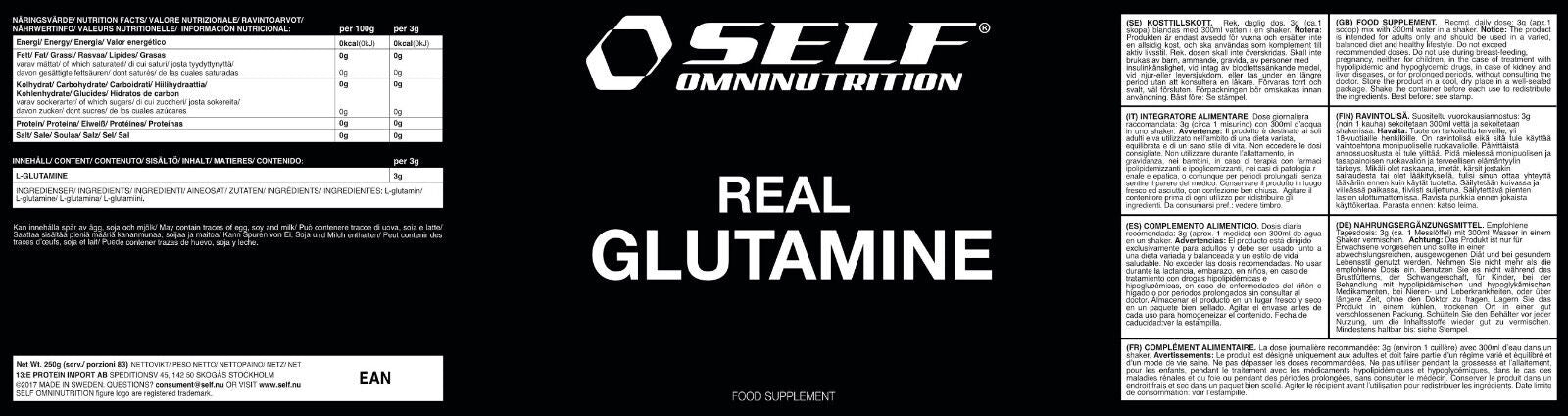 Self REAL GLUTAMINE glutammina in polvere 250/500g recupero e difese immunitarie - Punto Fitness