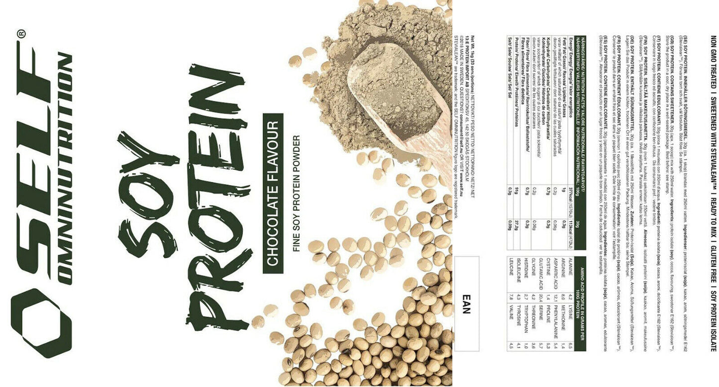 Self Omninutrition - SOY PROTEIN proteine vegetali di soia isolate 1kg, SENZA glutine-lattosio-OGM - Punto Fitness