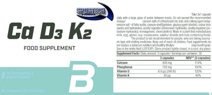 BioTechUSA CA-D3-K2 ✅ 90/180cap calcio fosforo vitamina D3 + k2ali - Punto Fitness